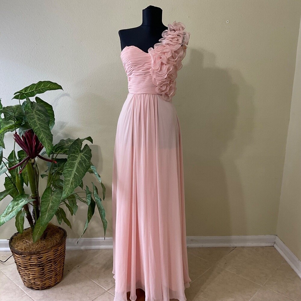 Alex & Sophia Pageant Bridesmaid Prom Formal Dress, Size 3/4 Pink one shoulder